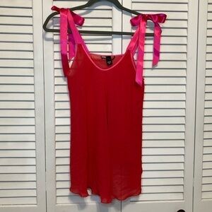 Victoria’s Secret Red And Pink Babydoll Sheer Ribbon Top Size Small